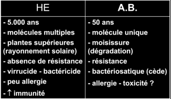 comparaison HE Antibiotiques